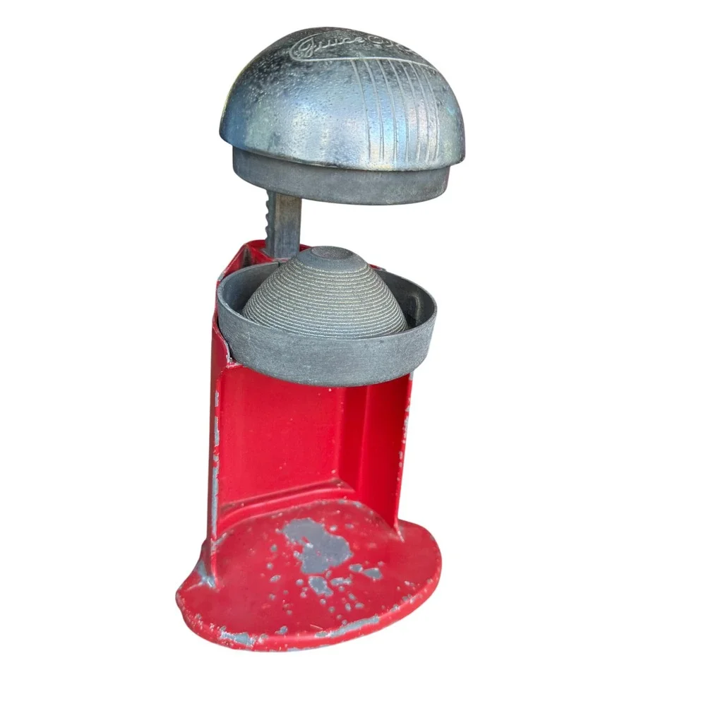 Vintage Juice-O-Matic‎ Red Metal Citrus Juicer Hand Press Kitchen Tool